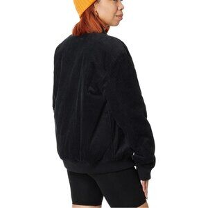 Label Go To Corduroy Bomber Ribbed Coat Jacket Insulated XS Women Black